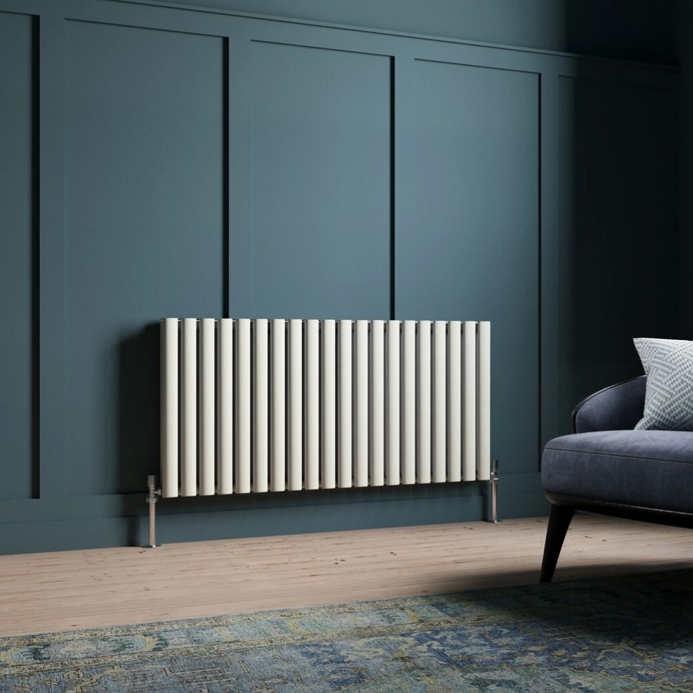 JTP Primo White 600mm x 1200mm Oval Panel Horizontal Designer Radiator Lifestyle